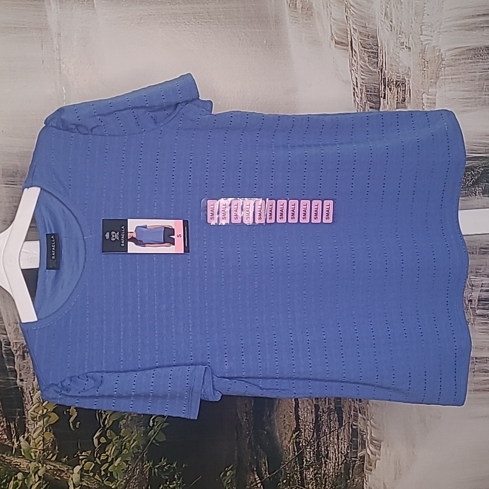 New with tags! Rafaella Womens small brilliant blue cut out short sleeve shirt
